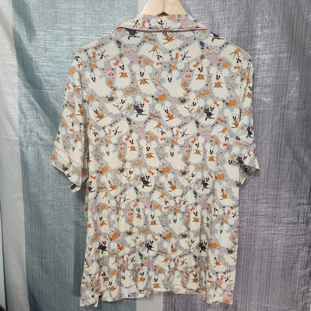 Disney Parks Cutie Ghost Pastel Mickey Minnie Halloween Pajama Top Womens 1X